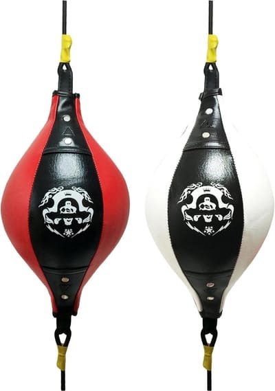 Boksbal - Training bal - Fitness training - Ruitstructuur ontwerp - 38 x 18 cm - Zwart/Rood