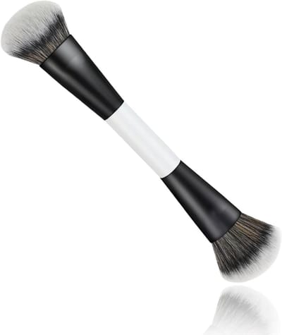 Dubbelzijdige Bronzer en Contour Borstel voor Nauwkeurige Make-up, Vegan Borstel met Synthetische Haren, Perfect voor Blenden en Contouren