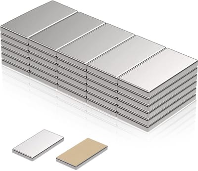 Dailygoods- Neodymium Magneet 30 Stuks - Zelfklevend - Rechthoekig 20x10mm - Sterk - Magneten voor Koelkast/Whiteboard - Roestbestendig Coating
