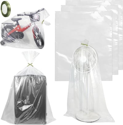Set van 3 Extra Grote Transparante Plastic Tassen, 100 x 152 cm, Ideaal voor Bagage, Kleding en Dekbedden