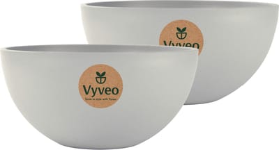 Vyveo - Bloempot Bolla - Set van 2 - 20x12 - Lichtgrijs - Bloempot voor binnen en buiten - Lichtgewicht - Breukbestendig - Vorstbestendig - UV-bestendig