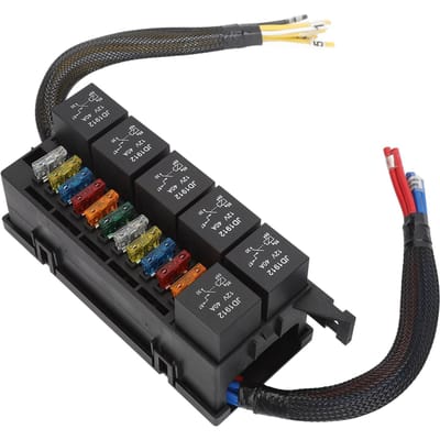 Zekering Relais Box 12V 6 Relais 11 ATC ATO Zekeringen Waterdichte Relais Blok Box voor Auto Jacht Boot black