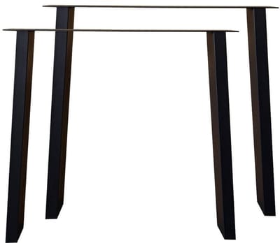 FLE - Stalen tafelpoot zwart trapezium 80 bij 10 cm en hoogte 72 cm (koker 4 x 10 cm) - 2 stuks