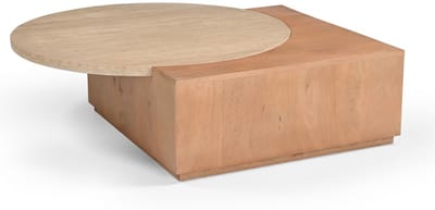 Starfurn Salontafel Numa - Organisch Hout/Travertin - 103x75x30cm