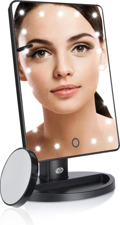 Rio MMSP - Make Up Spiegel met dimbare LED verlichting - 1/10x Vergroting - 360° Verstelbaar - incl mini spiegel