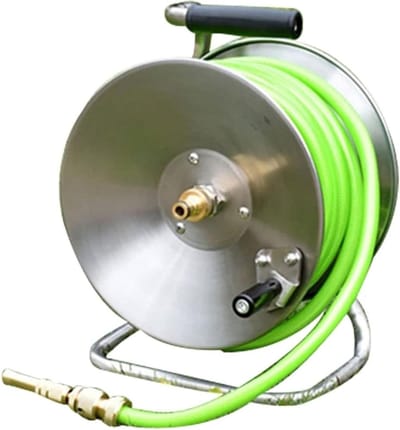 Slanghaspel Wagen - Wateropslagrek - Tuin Bewatering - Roestvrij Staal - 5 Meter Pijp - Groen