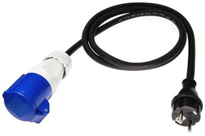 CEE-adapter Schuko stekker naar CEE-koppeling - 1,5 m campingkabel IP44 - H07RN-F 3G2,5