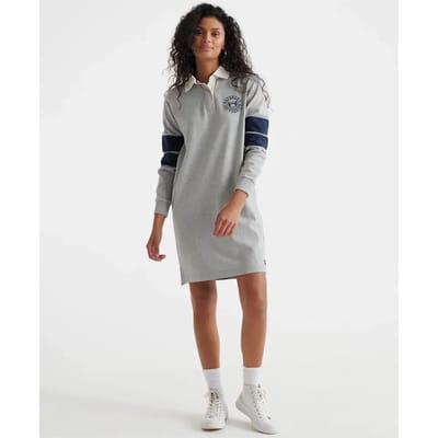 Superdry Webb Rugby Korte Jurk Grijs 2XS Vrouw