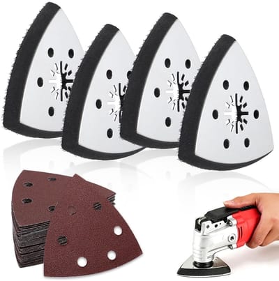 Dailygoods- Schuurplaat Driehoek 93 mm - Schuurpapier Set 24 Vellen - Schuurpapier Fijn - Schuurpapier 60/320 - Schuurplaat Multitool - Schokabsorberend Materiaal