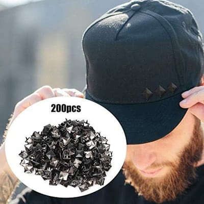 200 Stuks Mat Zwarte Spike Studs 9mm voor Leerbewerking en Decoratie - Vierkante Klinknagels Set