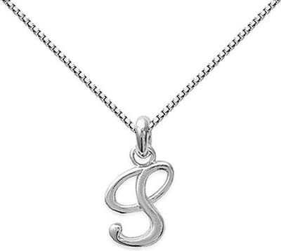 Amanto Ketting Letter S - 925 Zilver Gerhod. - Alfabet - 10x18mm - 50cm