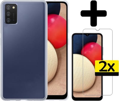 Hoesje - Met 2x Screenprotector - Geschikt voor Samsung Galaxy A03s - Sterk & Shockproof - Back Cover - Siliconen Case - Telefoon Hoes - Telefoonhoesjes - Transparant