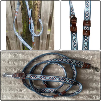 Hondenriem Hondenlijn ShukoGear by MadeByShuko - jeansblauw met print - hondenlijn verstelbaar - honden uitlaatriem - dog leash - hondenriem fashion - hondenriem lichtgewicht - hondenlijn uniek ontwerp - hondenriem stevig - hondenriem sterk ontwerp