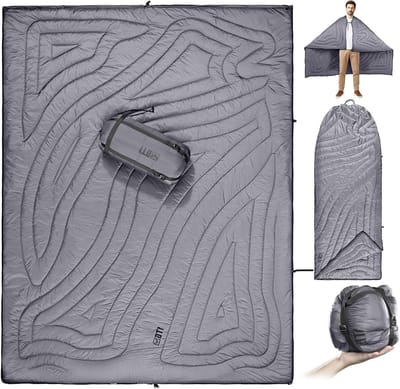 Campingdeken - Outdoor deken Reisdeken - Kamperen en Reizen - Veelzijdig 4-in-1 design - 150 x 200 cm - Grijs