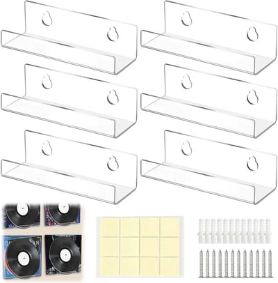 Wandhouder voor Vinylplaten en CD's - Transparante Acryl Planken - 6 Stuks