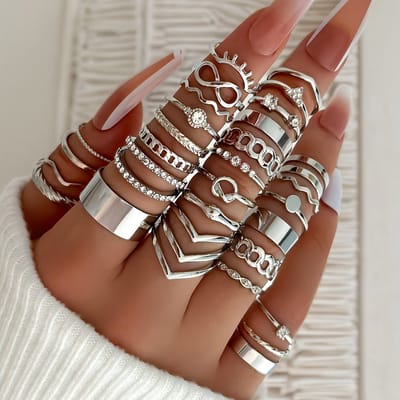 VANDAAG VERZONDEN - Ringen 30 STUKS set - Kruis - Hart - Zilver Zilveren - Goud Gouden - Ringenset - Ringen - Dames - Stacking - Fashion - Boho - Vintage - Sieraden - Trendy - Accessoires