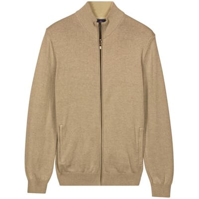 Baileys Vest Fine Knit Full Zip Taupe / male