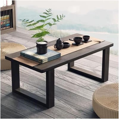 Opvouwbare vloertafel - Eettafel bijzettafel - Meditatie dineren koffie - Massief houten ontwerp - 76x378x30cm - Bruin
