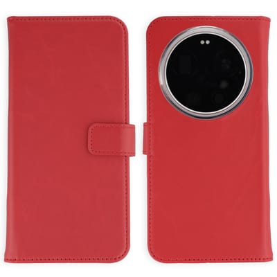Selencia Hoesje - Geschikt voor Xiaomi 17 Ultra - Echt Lederen Bookcase - Rood