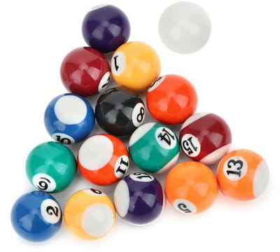 Dailygoods- Biljartbal 32MM - 16 Stuks - Polyesterhars - Duurzaam - Geschikt voor Speelkamers - Milieuvriendelijk Materiaal - Minibiljartballen