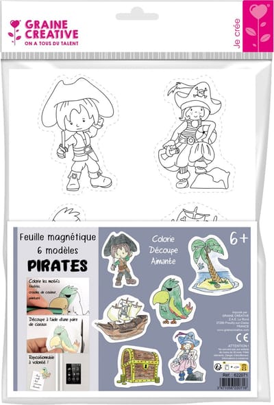 Graine Creative magneten knutselset piraten kleuren magneetpapier.