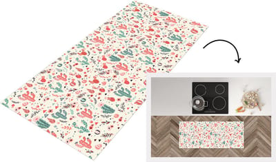 Keukenloper - Loper keuken - Cactus - Bloemen - Pastel - Patronen - 120x50 cm - Keukenloper vinyl