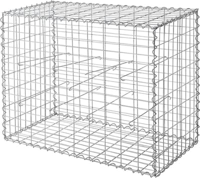 Steenkorf Muur - Draadmand Schanskorf - Tuin Decoratie - Hoge Vormvastheid - 100x80x50 cm - Zilver