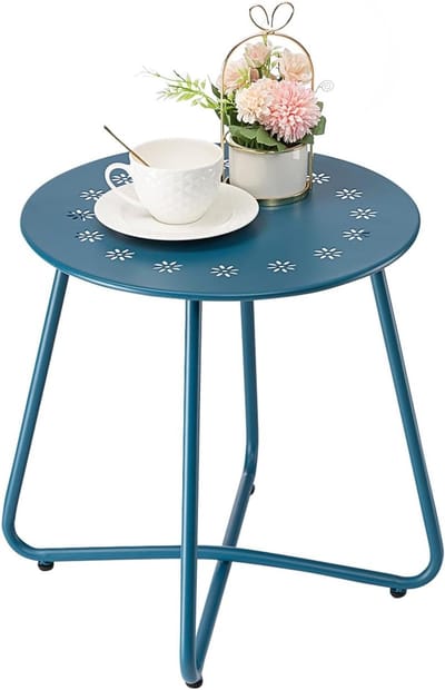 Buiten bijzettafel - Terrastafel metaal - Genieten van buiten - Weerbestendig staal - 45 cm diep - Marineblauw