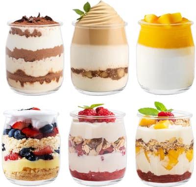 Dutchers.® Overnight Oats Potjes - Voor Kinderen - Compact - Ideaal om mee te nemen naar School! - Set van 6 - 200ML - Glas - Overnight Oats Glas - Muesli Beker - Lunchpot - Beker To Go - Milieuvriendelijk - Sterk Sluitsysteem - Overnight Oats Beker