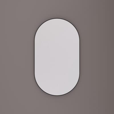 HIPP Design Toiletspiegel Ovaal - Recht 40 x 60 x 5 cm - Mat Zwart - Industrieel Metalen Frame