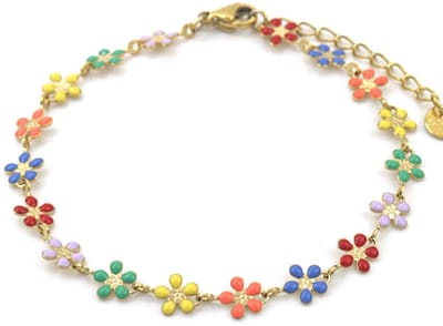 Bijoutheek Armband (Sieraad) Bloemen Zomer Multi Goudkleurig