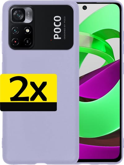 Hoesje - 2 Stuks - Geschikt voor Xiaomi Poco M4 Pro 5G - Sterk & Shockproof - Case Siliconen - Back Cover - Telefoon Hoes - Telefoonhoesjes - Lila