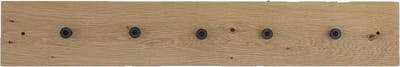 GoudmetHout - Industriele kapstok - Wandkapstok - Eiken - Stalen ophanghaak rond mat zwart - 4 haken - Lengte 40 cm