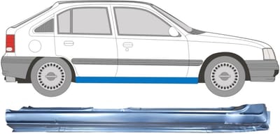 Volledige dorpel voor Opel Kadett E Astra 1984-1993 / Rechts