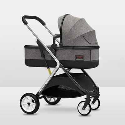 Kinderwagen Lichtgewicht - Babybuggy Reiswieg - Comfortabel Reizen - Vering Vier Wielen - 32x77x100cm - Grijs