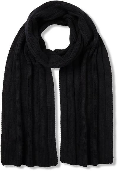 FALKE Scarf in Rib sneldrogend warm kasjmier wintersjaal unisex zwart - maat ONESIZE