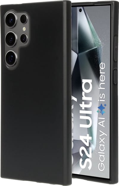 Mobiparts hoesje geschikt voor Samsung Galaxy S24 Ultra - Zacht TPU - Schokabsorberend TPU - Grip Coating - Zwart