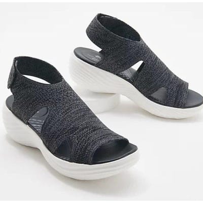 Zomer Nieuwe Fly Weave Open Teen Schoenen Dames Outdoor Platte Platform Sandalen Dames Grote Maat Casual Sandalen Sandalias De Mujer 39 zwart