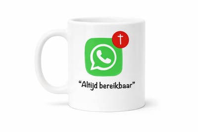 Mok - Bijbel - Christelijke mok – “ALTIJD BEREIKBAAR” – BEMOEDIGEND CADEAU – GELOOF & GEBED - Christelijk cadeau - Geloofsboodschap - Cadeau kerk - Cadeau met betekenis - Mok kantoor - Koffiemok - Theemok - Gebed - Bemoedigend cadeau -