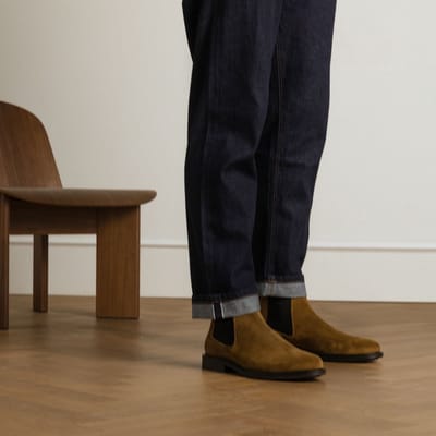 Manfield - Heren - Taupe suède chelsea boots - Maat 42