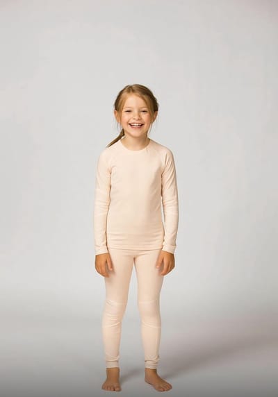 Ducksday – Thermisch Ondergoed Set Kinderen – Thermo Unisex Basislaag – Sneldrogend & Ademend – Tweedelig – T-Shirt + Broek – Maat 98/104 – Peach
