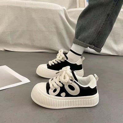 Zwart en Wit Panda Witte Schoenen Kinderen Herfst Nieuwe Student Mode Veelzijdig Platform Casual Schoenen 40 zwart
