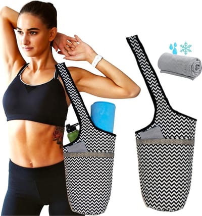 Yogamat en Accessoires met 2 Zakken - Yogatas voor Dames voor Mat, Yogamat, Schoudermat, Multifunctioneel, Gym, Yoga, Pilates, Fitness, Meditatie, Sport