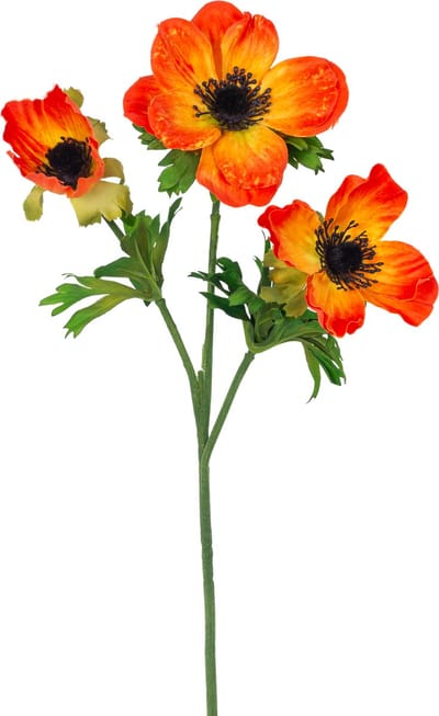 Easyplants | Kunstbloem Anemoon vertakt 56 cm oranje | Zijde | Nepbloemen | oranje | Onderhoudsvrij | Kant-en-klaar