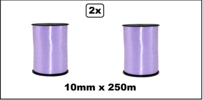 2x Krullint lila 10mm x 250meter - krul lint thema feest decoratie kado kado gold verjaardag
