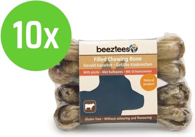 Beeztees Gevuld Kauwbot Met Bullepees 10 cm 2 Stuks - hondensnack - 10 verpakkingen