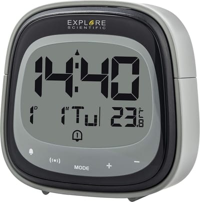 Zwarte Touch Wekker met Binnentemperatuur en Dubbel Alarm – Radiografisch, LCD Display, Kalender