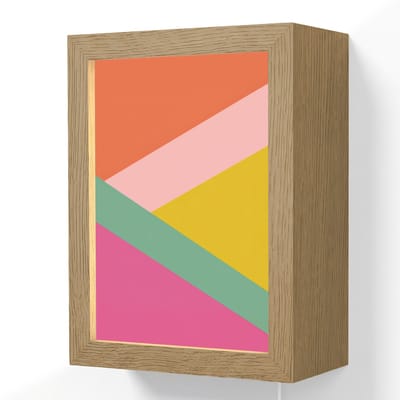 Wandlamp 15x20 cm - Oplaadbaar - Driehoeken - Kleurrijk - Abstract - Wandlampen binnen woonkamer - Slaapkamer lamp met kabel - Decoratieve nachtlamp - Vloerlamp snoer