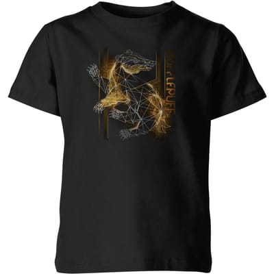 Harry Potter Hufflepuff Geometric kinder t-shirt - Zwart - 98/104 (3-4 jaar)