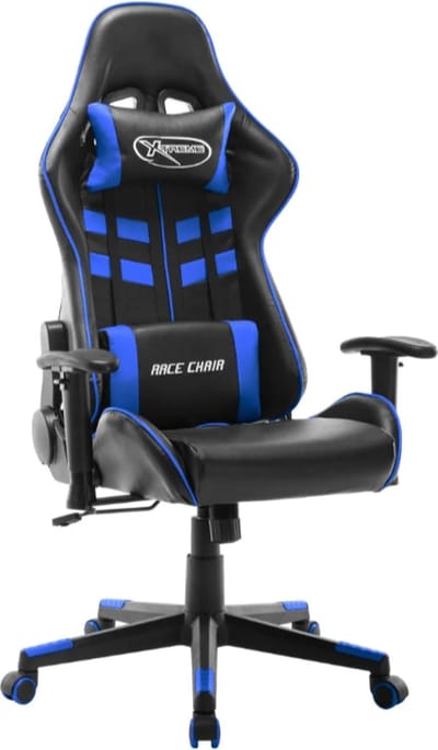 Gamestoel kunstleer zwart en blauw